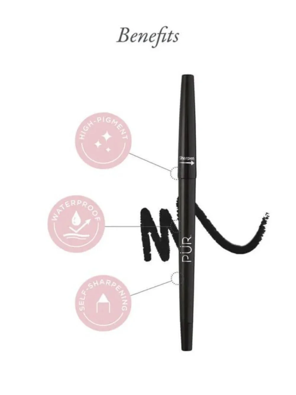 NWT PÜR  On Point Eyeliner Pencil  Heartless Black